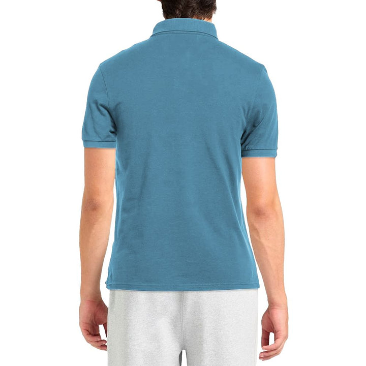 Light blue cotton polo shirt for men