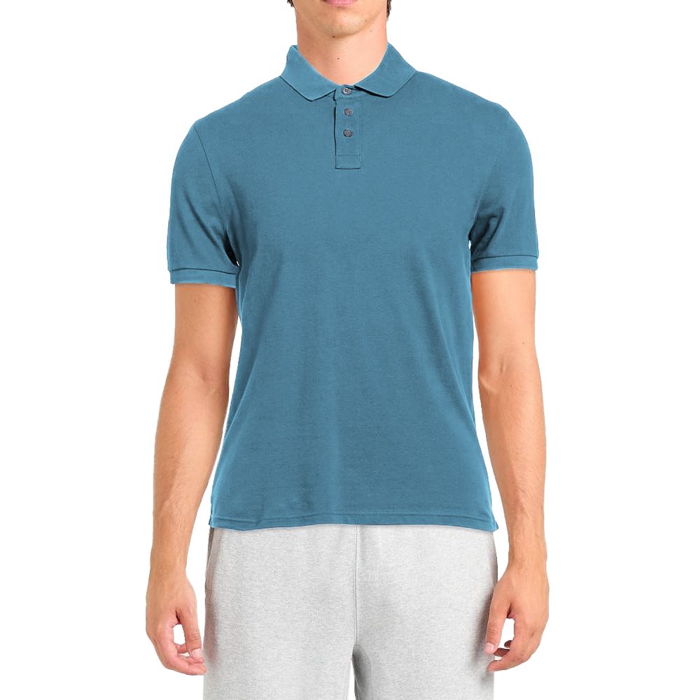 Light blue cotton polo shirt for men