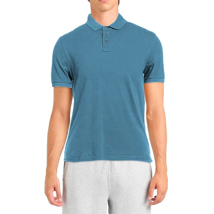Light blue cotton polo shirt for men