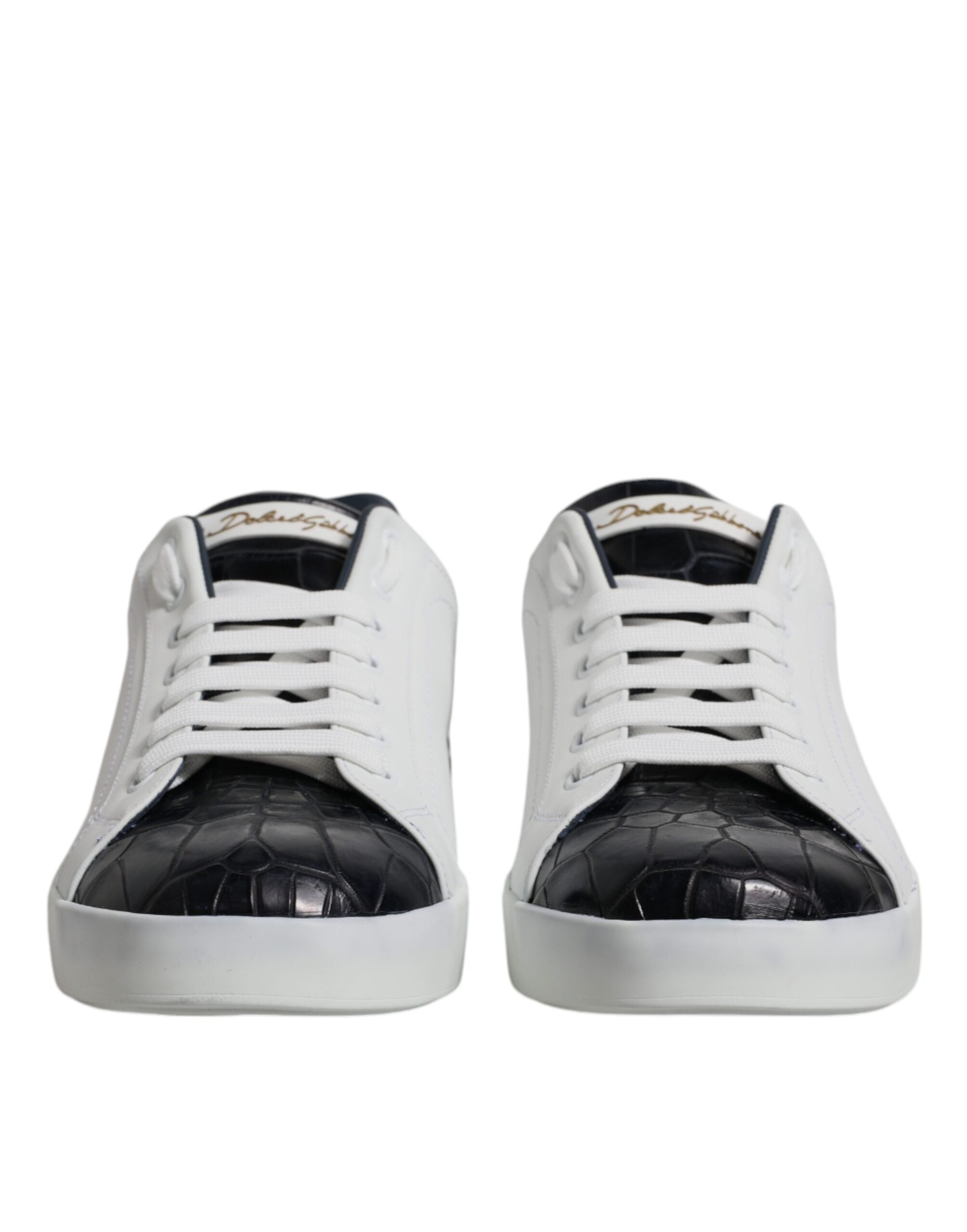 Weiß Schwarz Leder Portofino Turnschuhe Schuhe