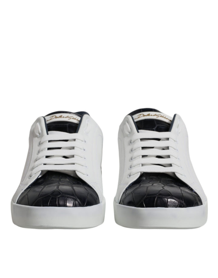 Weiß Schwarz Leder Portofino Turnschuhe Schuhe