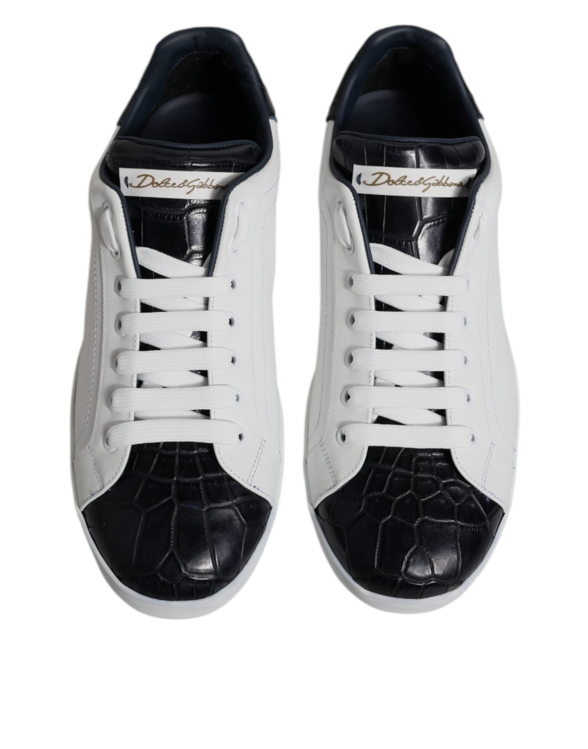 Weiß Schwarz Leder Portofino Turnschuhe Schuhe