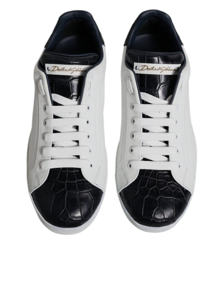 Weiß Schwarz Leder Portofino Turnschuhe Schuhe