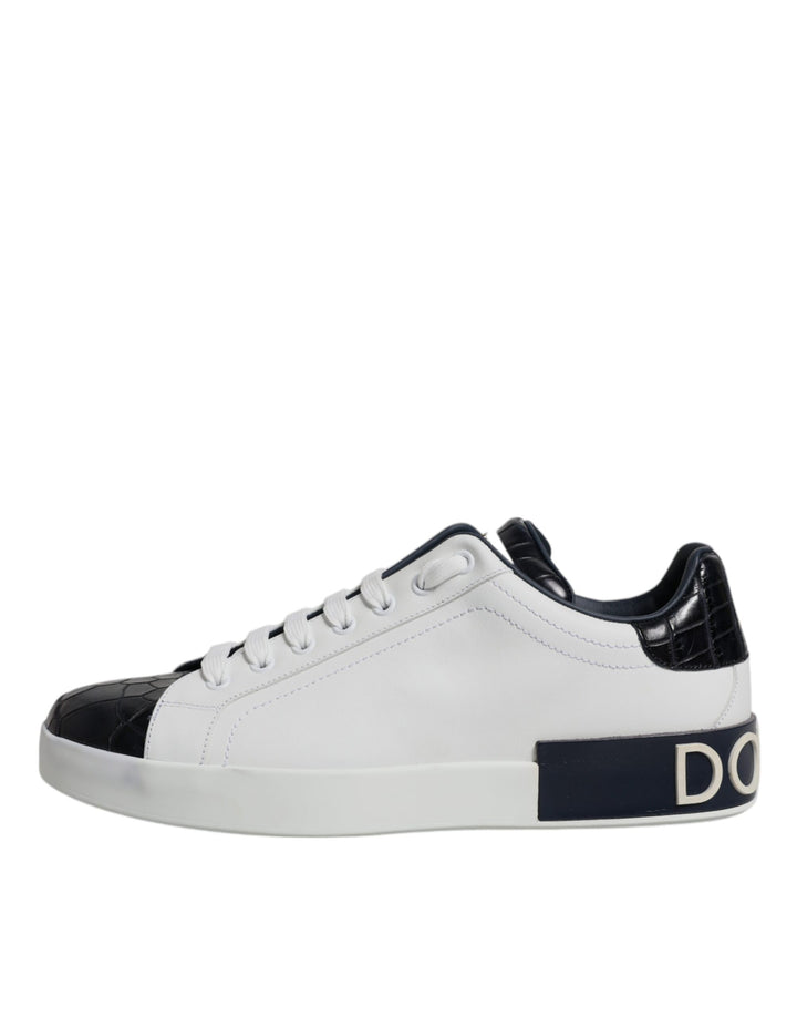 Weiß Schwarz Leder Portofino Turnschuhe Schuhe