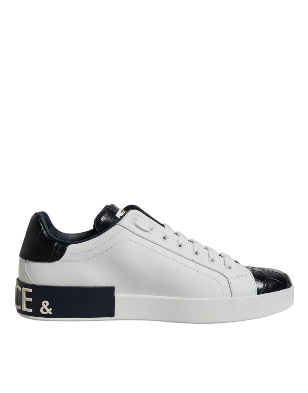 Weiß Schwarz Leder Portofino Turnschuhe Schuhe