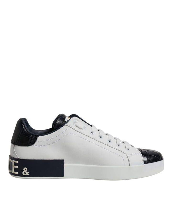 Weiß Schwarz Leder Portofino Turnschuhe Schuhe