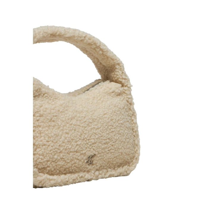 Cremefarbene Handtasche aus recyceltem Polyester