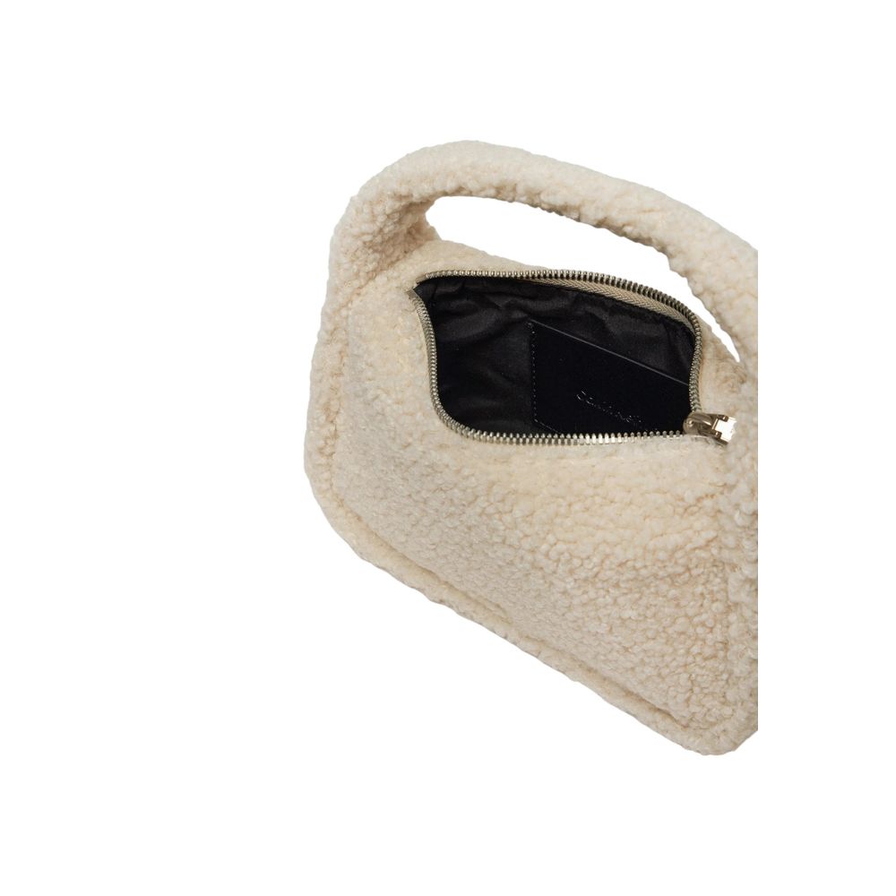 Cremefarbene Handtasche aus recyceltem Polyester