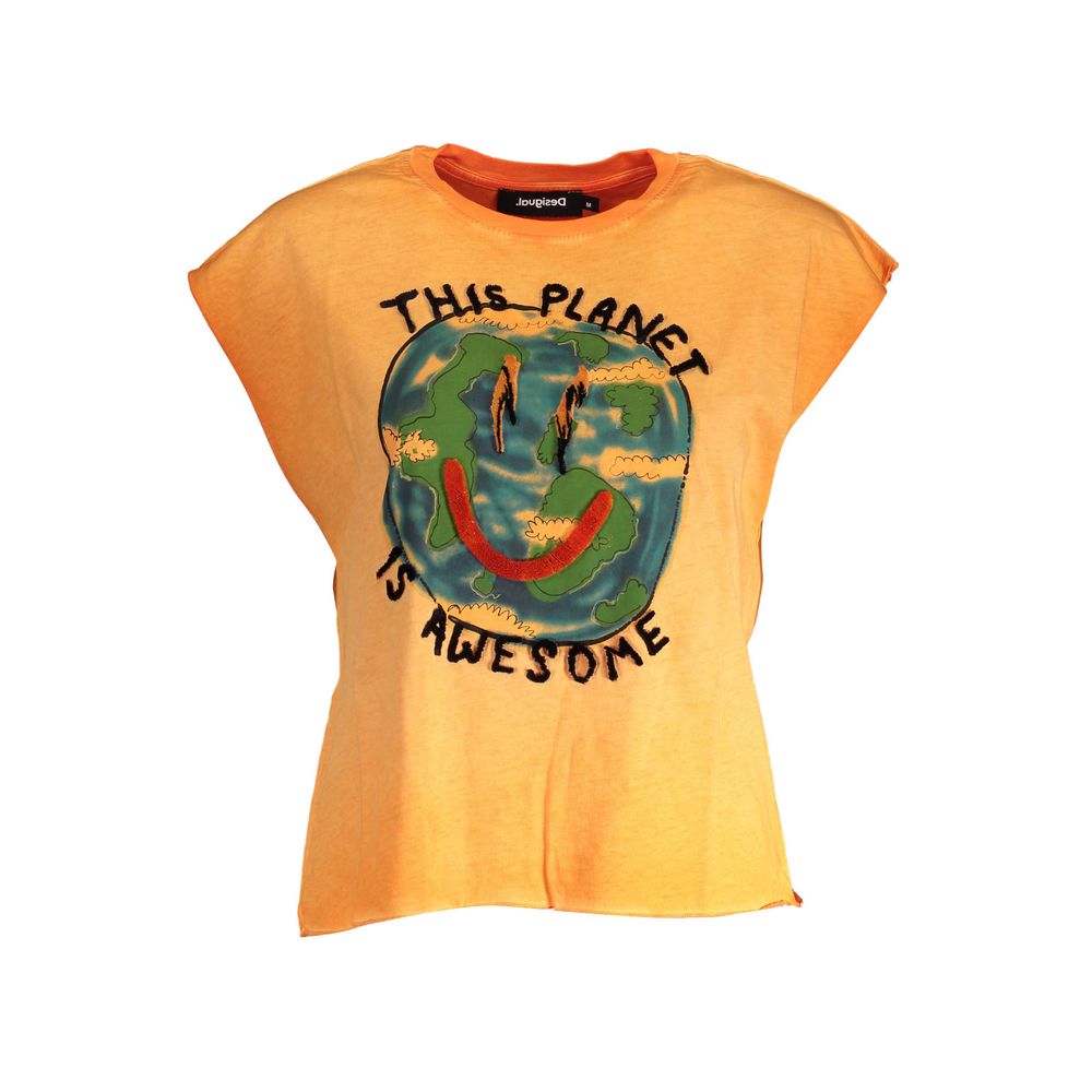 Desigual Orangefarbenes Baumwoll-Top für Frauen