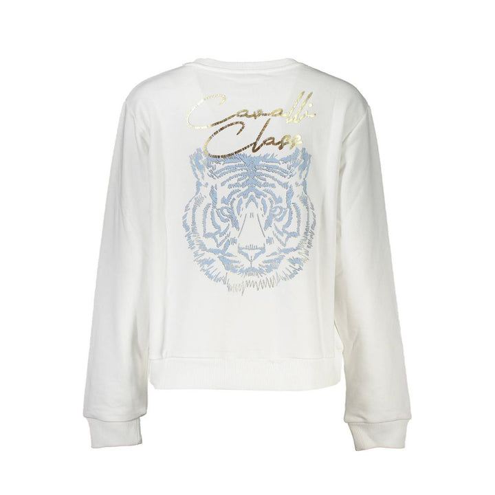 Cavalli Class Weißer Baumwollpullover für Frauen