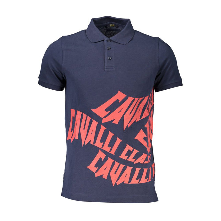 Cavalli Class Blaues Baumwoll-Poloshirt für Männer