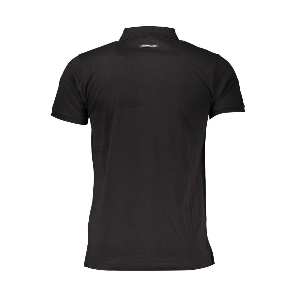 Cavalli Class Schwarzes Baumwoll-Poloshirt für Männer