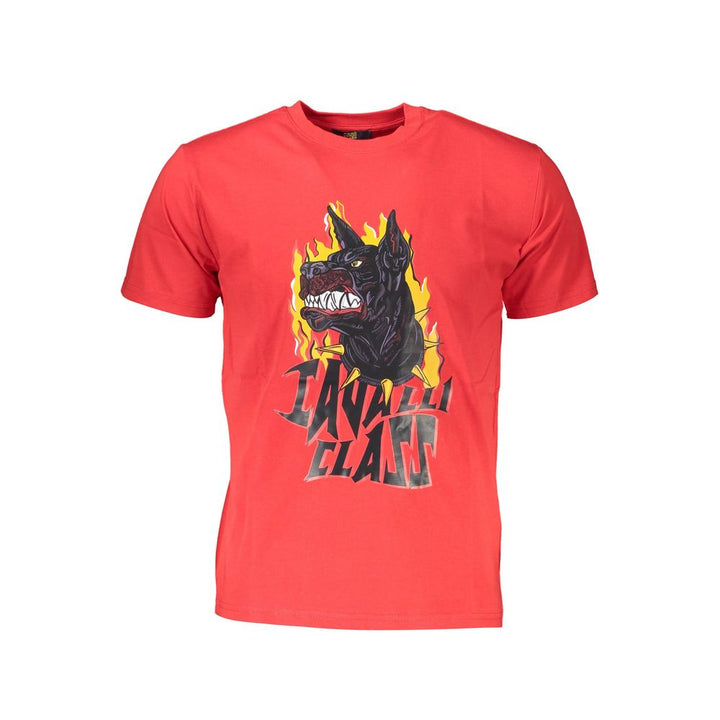 Cavalli Class Rotes Baumwolle Männer T-Shirt