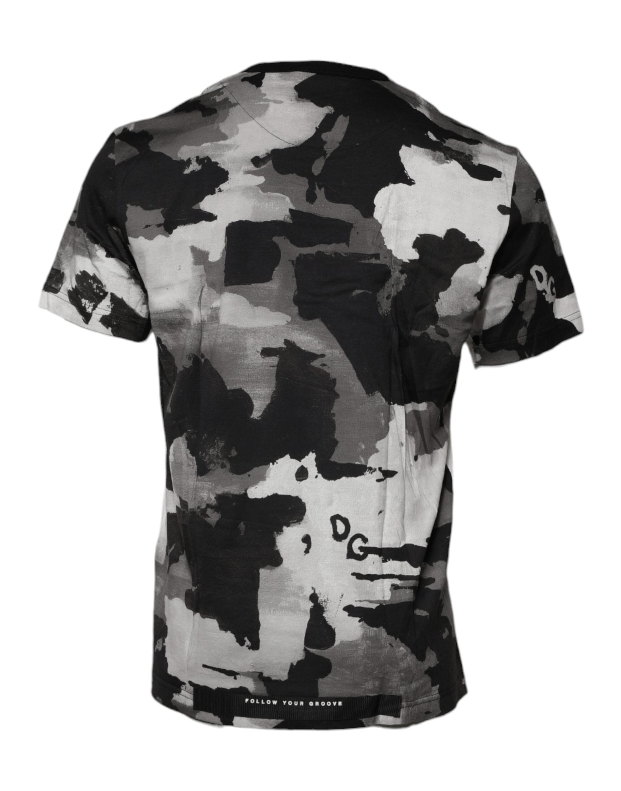 Multicolor camouflage round neck T-shirt