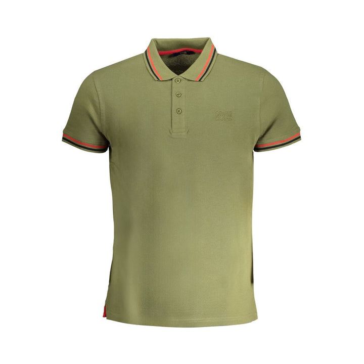 Cavalli Class Grünes Baumwoll-Poloshirt