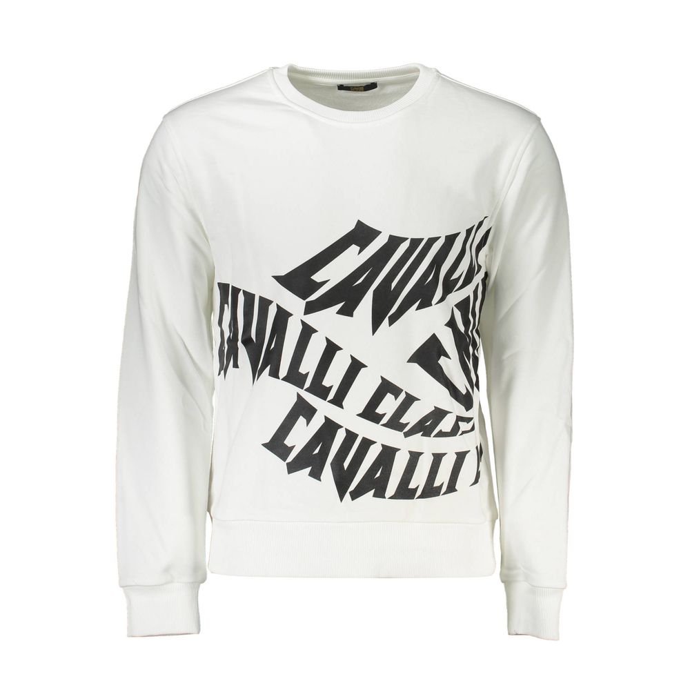 Cavalli Class Weißer Baumwollpullover für Männer