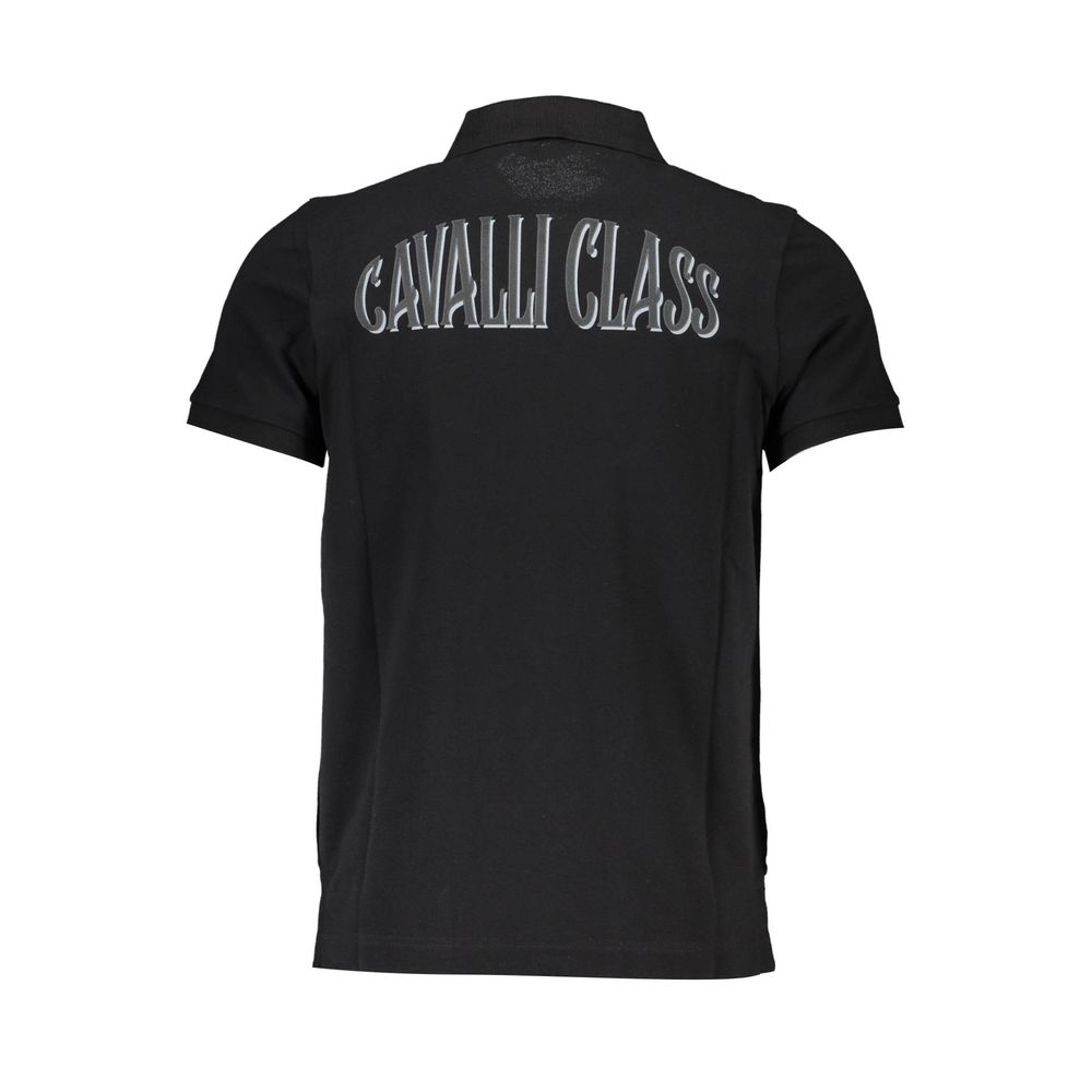 Cavalli Class Schwarzes Baumwoll-Poloshirt für Männer