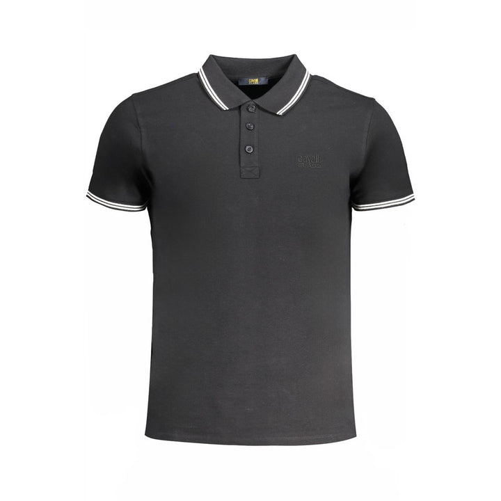 Cavalli Class Schwarzes Baumwoll-Poloshirt