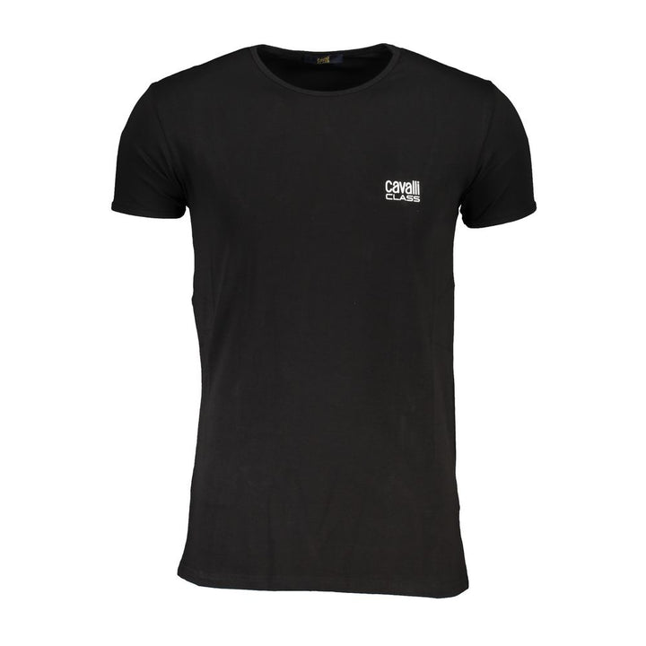 Cavalli Class Schwarzes T-Shirt aus Baumwolle