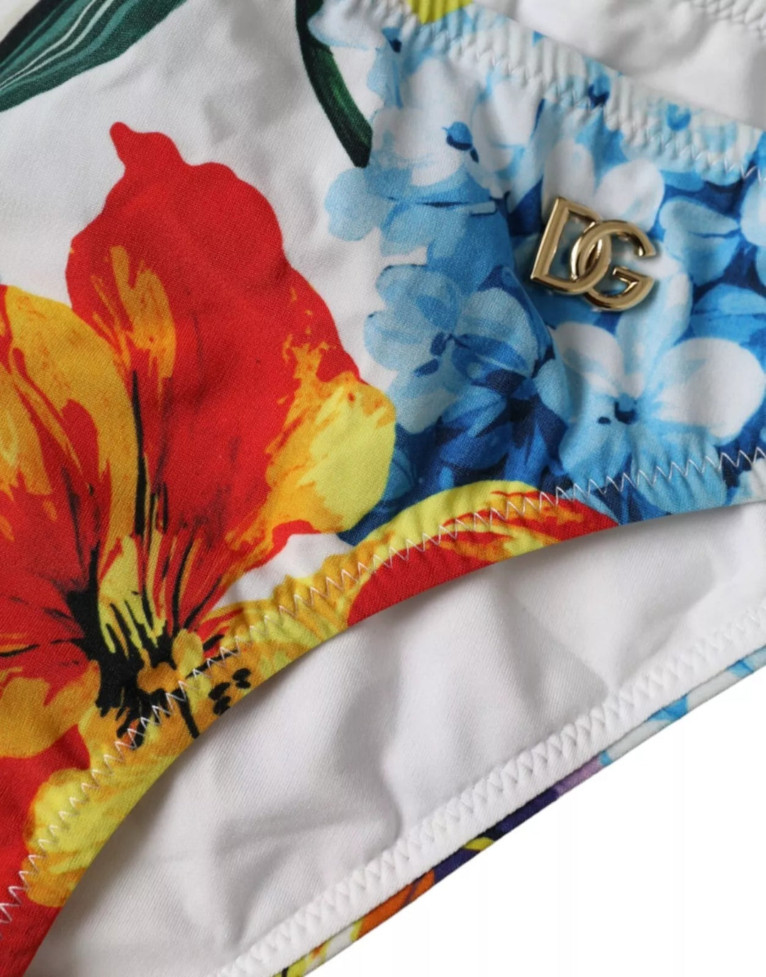Weißer Floral Print Badeanzug Bikini Bottom Bademode