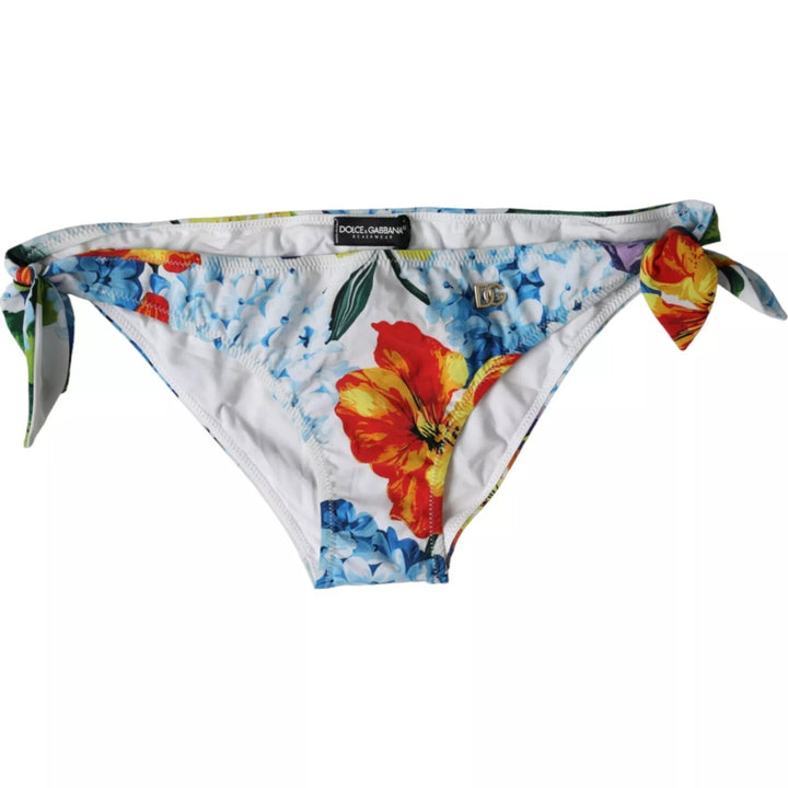Weißer Floral Print Badeanzug Bikini Bottom Bademode
