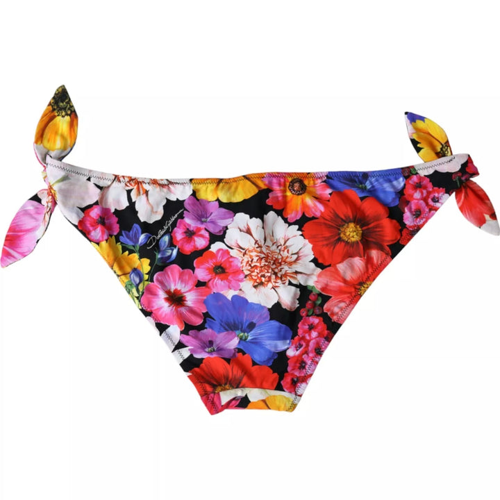 Schwarzer Floral Print Badeanzug Bikini Bottom Bademode