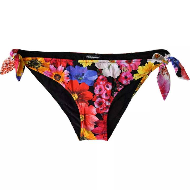 Schwarzer Floral Print Badeanzug Bikini Bottom Bademode