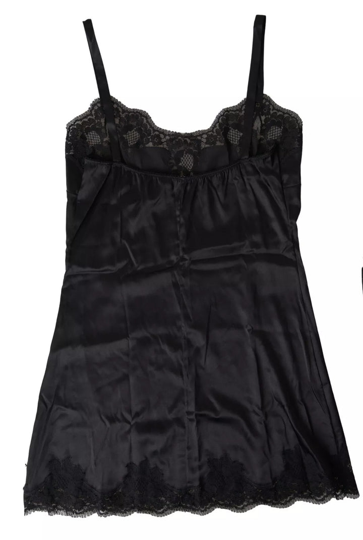Schwarze Spitze Seide Nachtwäsche Camisole Top Unterwäsche