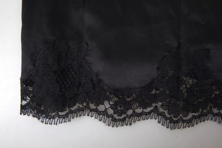 Schwarze Spitze Seide Nachtwäsche Camisole Top Unterwäsche