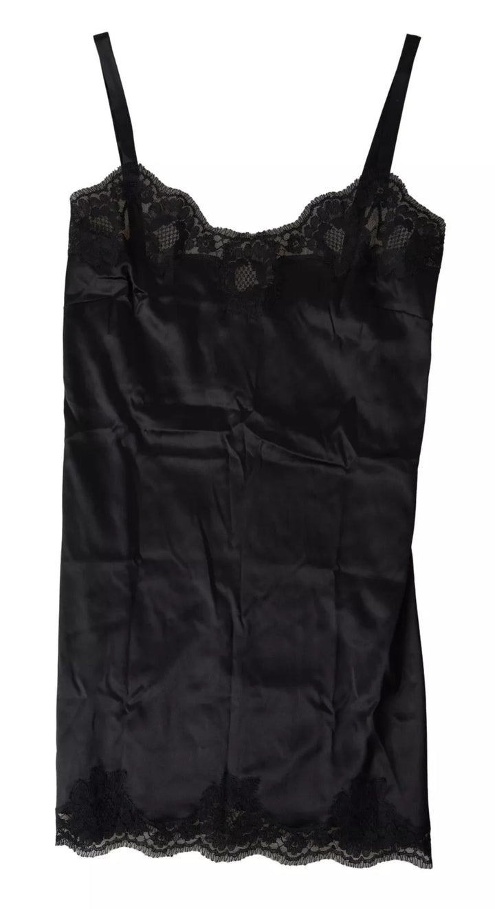 Schwarze Spitze Seide Nachtwäsche Camisole Top Unterwäsche