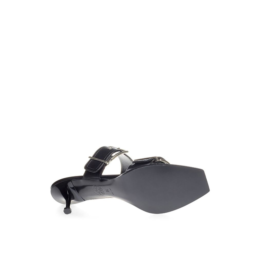 Increase your steps in timeless black leather sandals