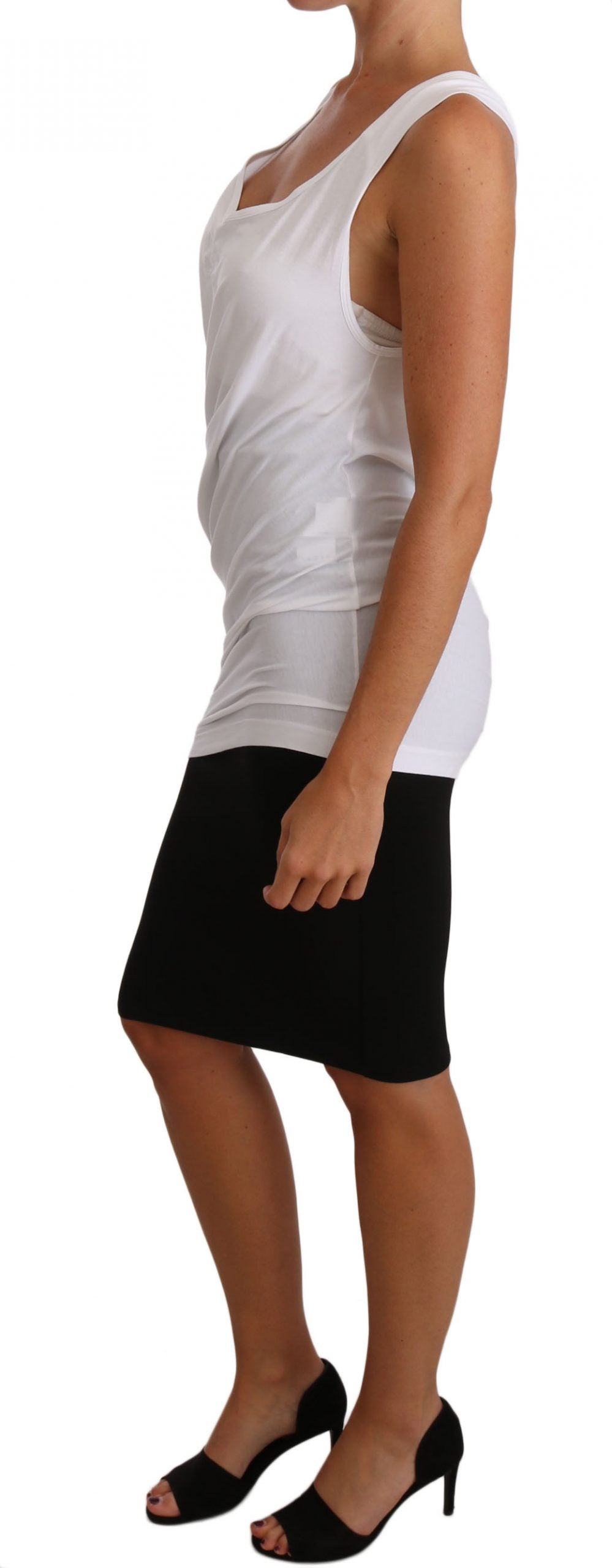 Elegant white tie back tank top tee