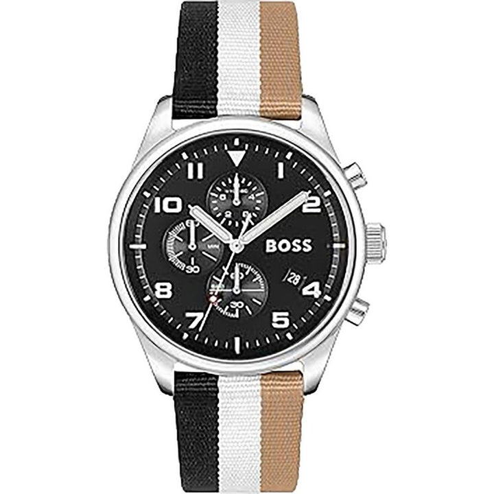 Schwarze und weiße Lederuhr