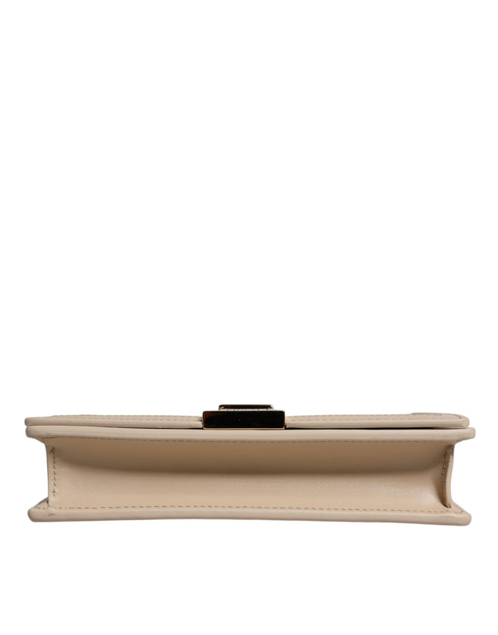 Beige Goldkette Kalbsleder Brieftasche Crossbody Tasche