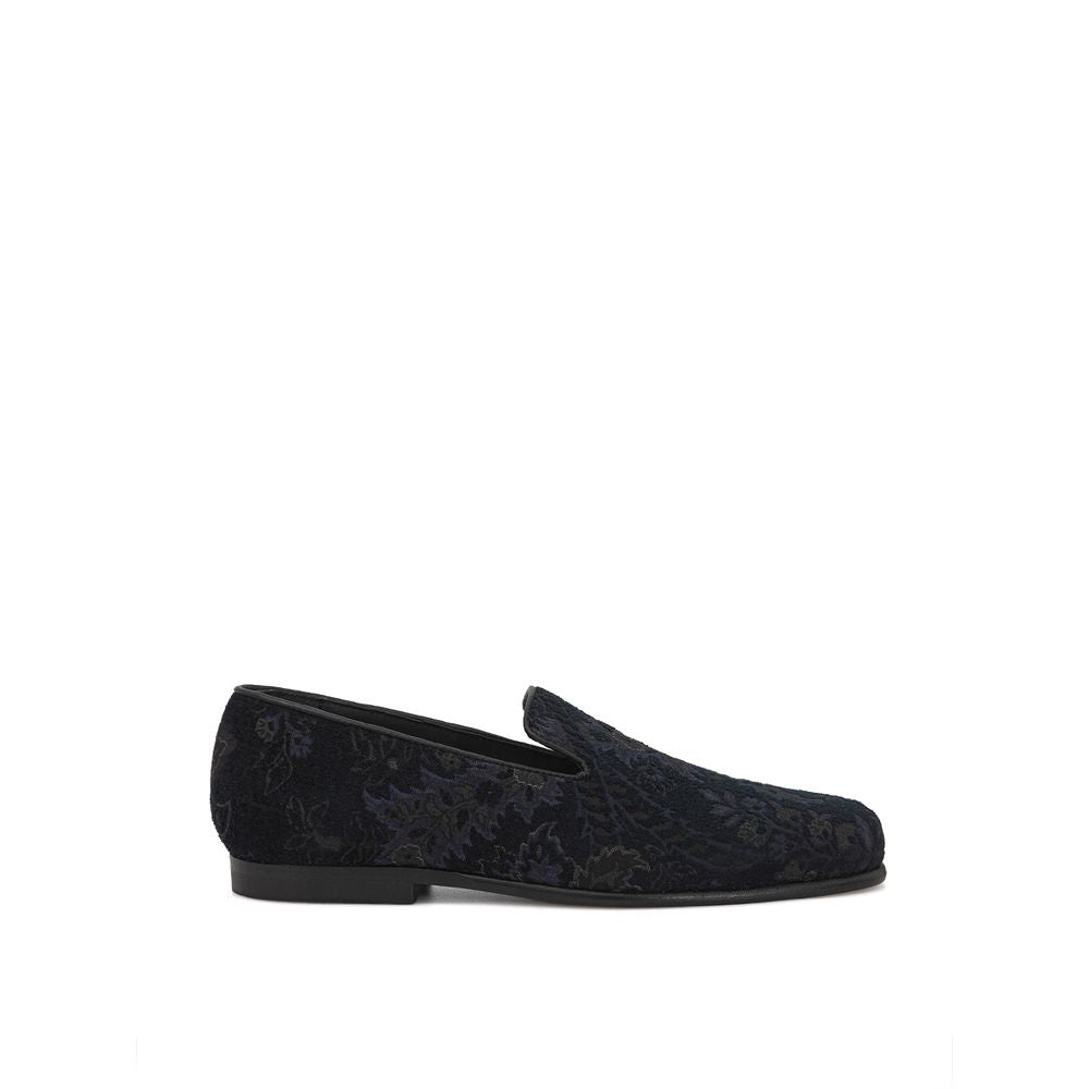 Blue leather loafers