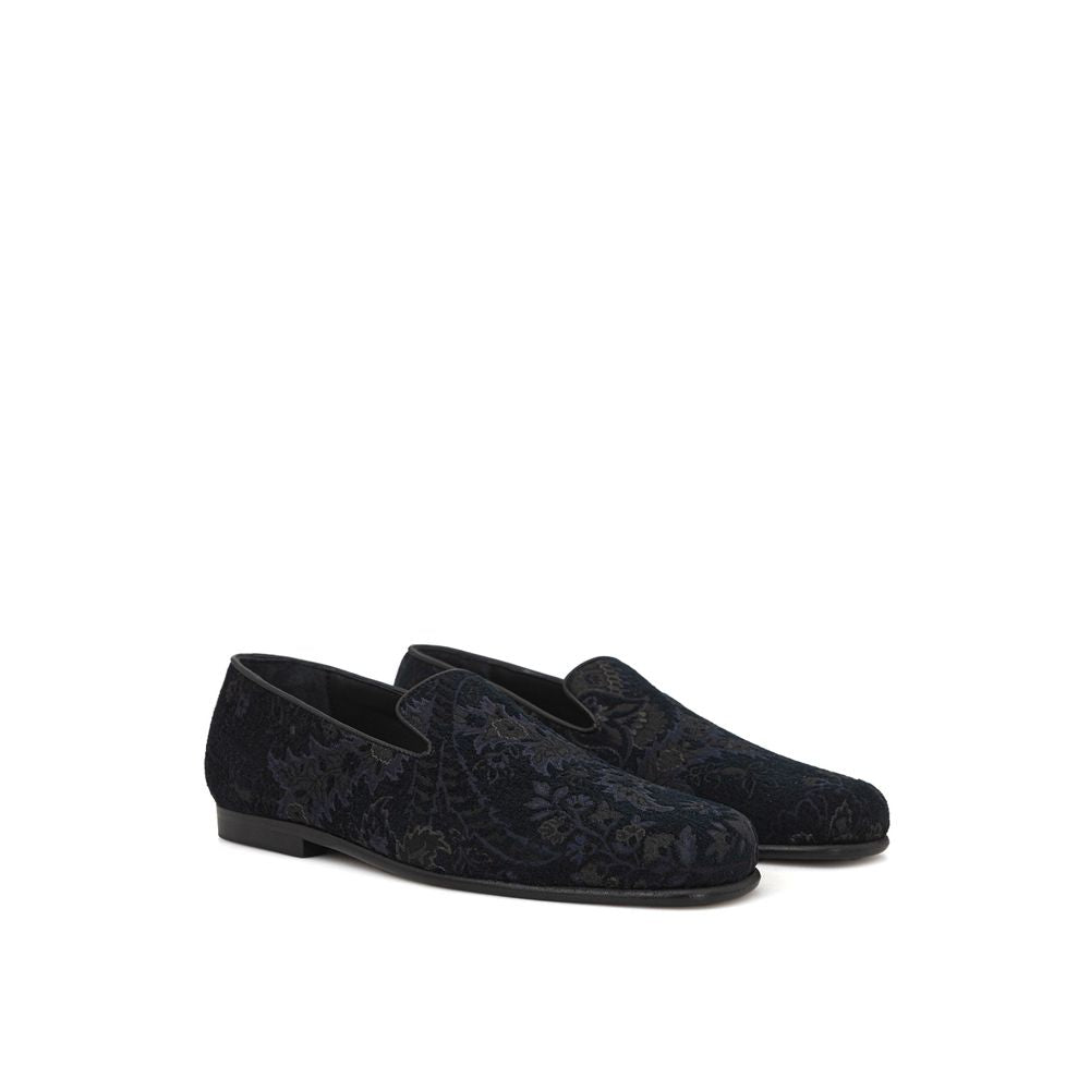 Blue leather loafers