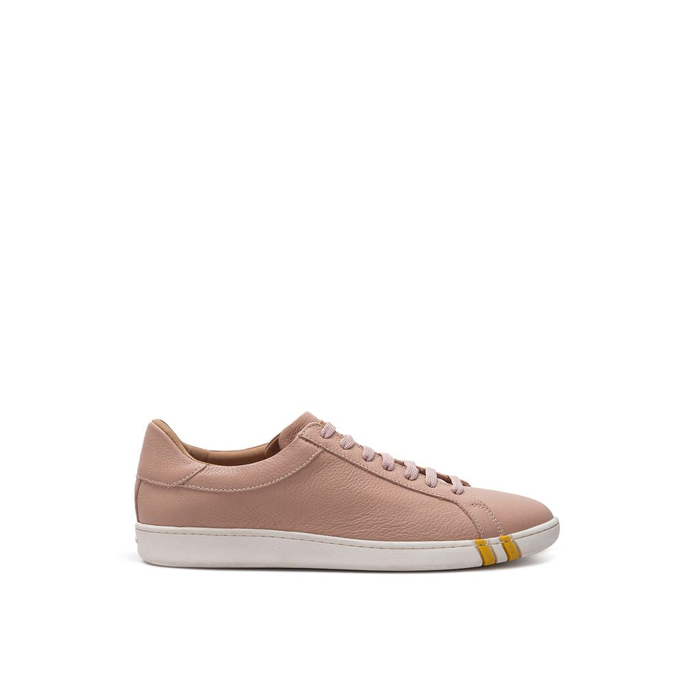 Elegant pink cotton-leather sneakers