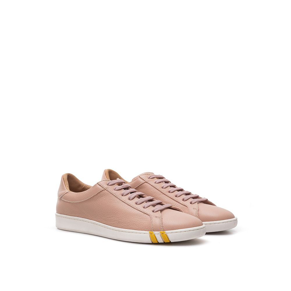 Elegant pink cotton-leather sneakers