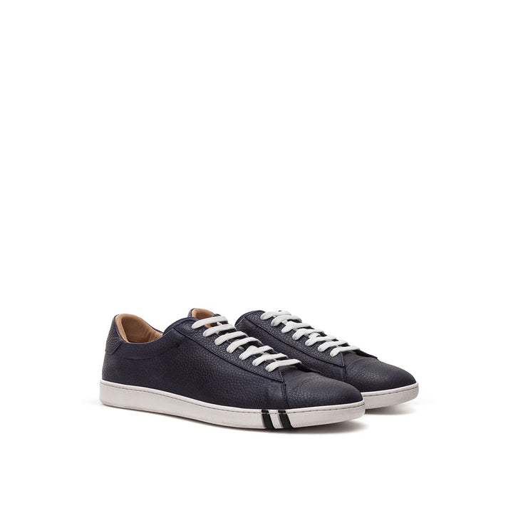 Elegante Blaue Leder Sneakers für Männer