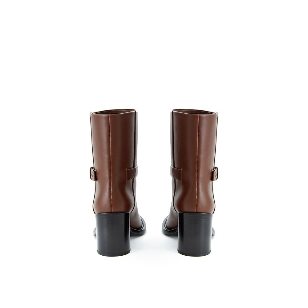 Brown leather boots