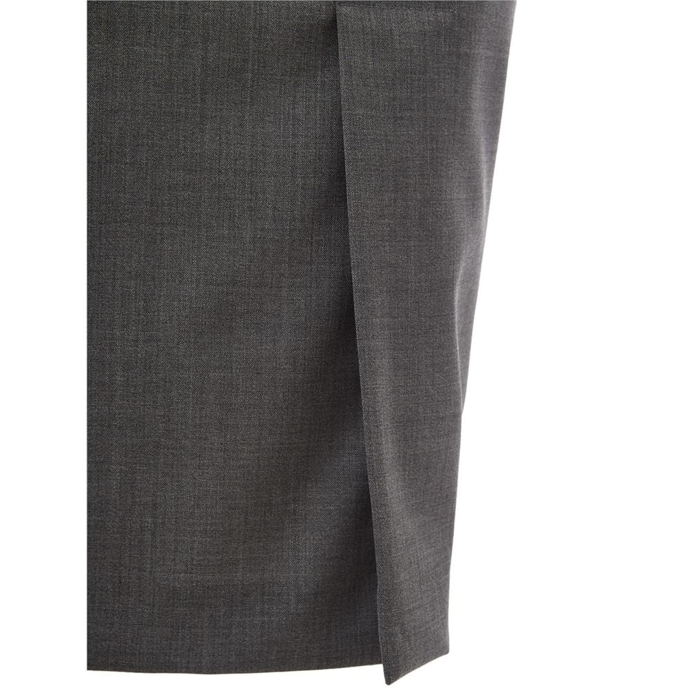 Chic grey wool pencil skirt