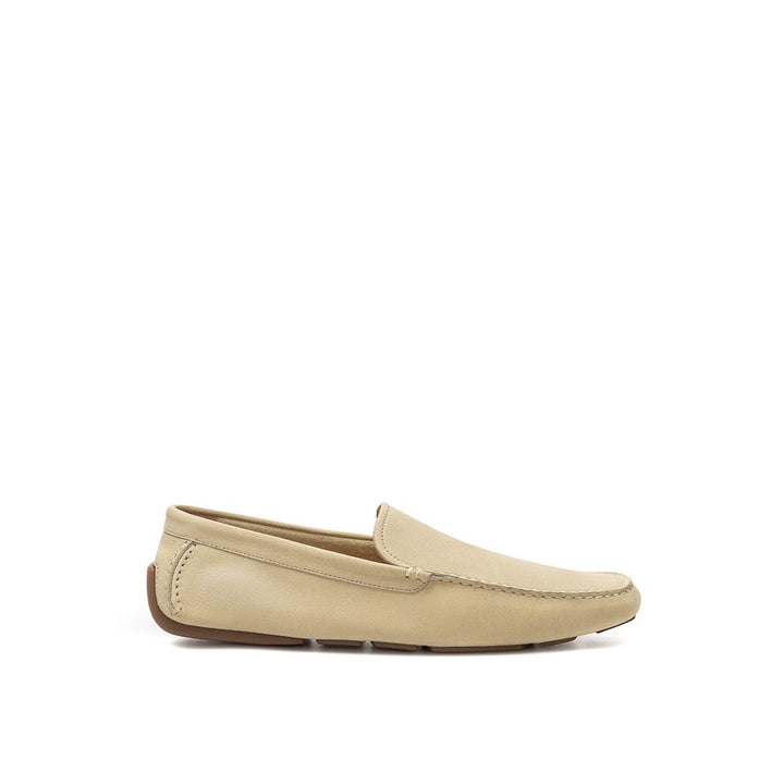 Beige Leder Mokassin