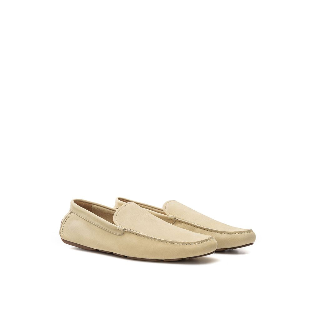 Beige leather slippers
