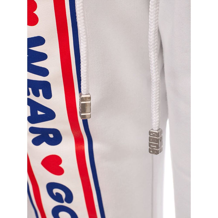 Weiße Baumwoll-Jogger Workout-Hose