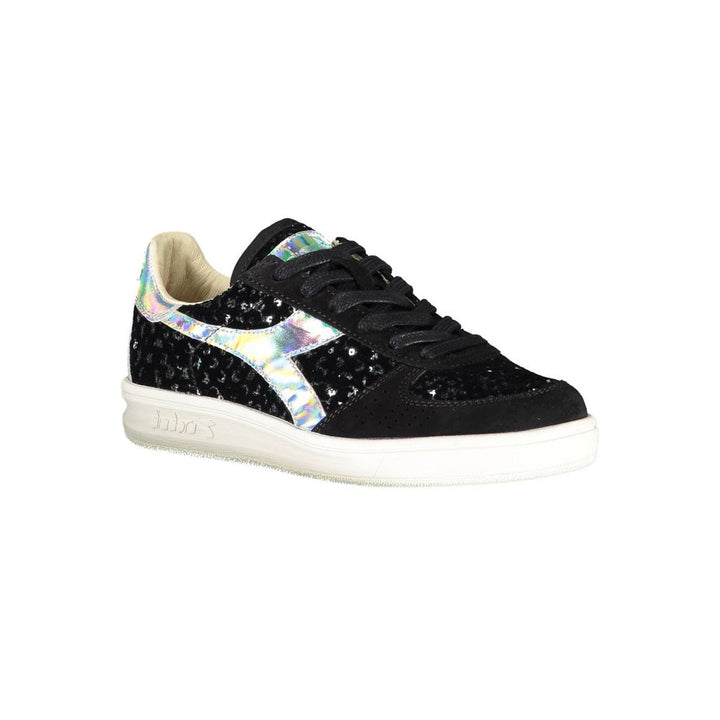 Schwarzes Leder Damen Sneaker