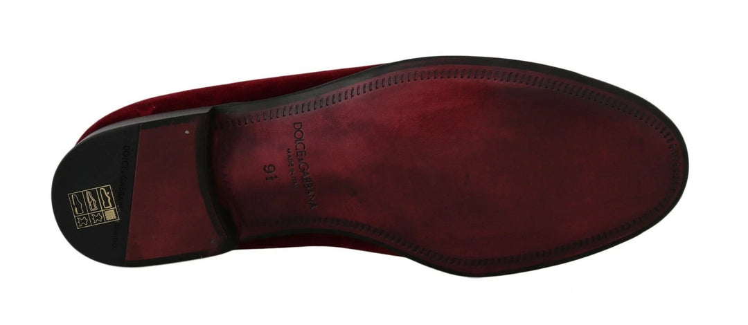 Burgundy velvet sequin men's loafers