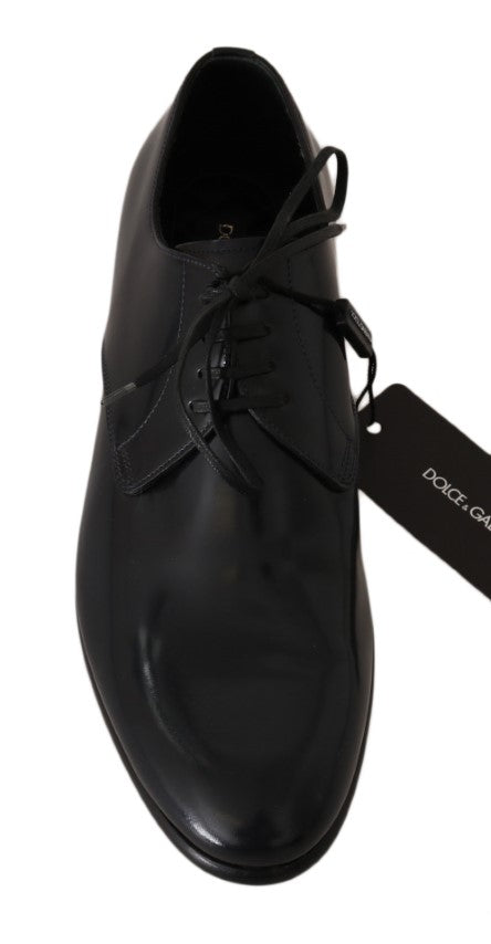 Dolce & Gabbana Elegante Derby-Schuhe aus dunkelblauem Leder