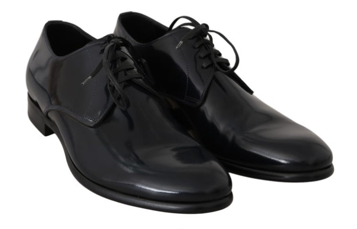 Dolce & Gabbana Elegante Derby-Schuhe aus dunkelblauem Leder