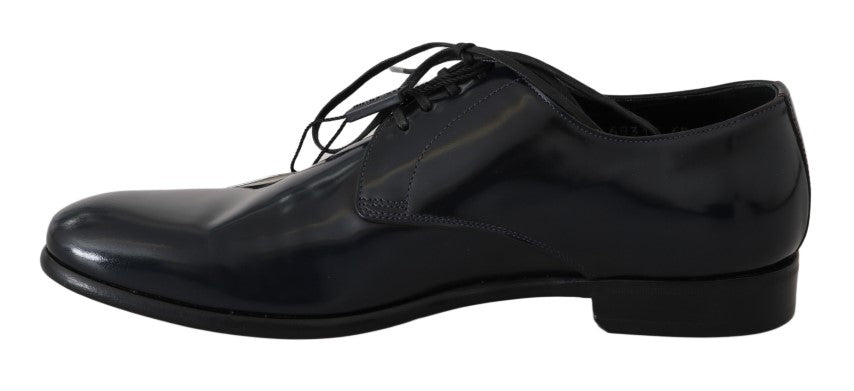 Dolce & Gabbana Elegante Derby-Schuhe aus dunkelblauem Leder