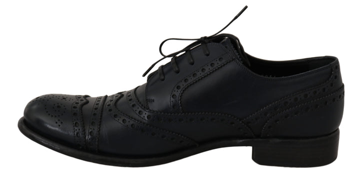 Dolce & Gabbana Elegante Derby-Schuhe aus blauem Leder mit Flügelspitze